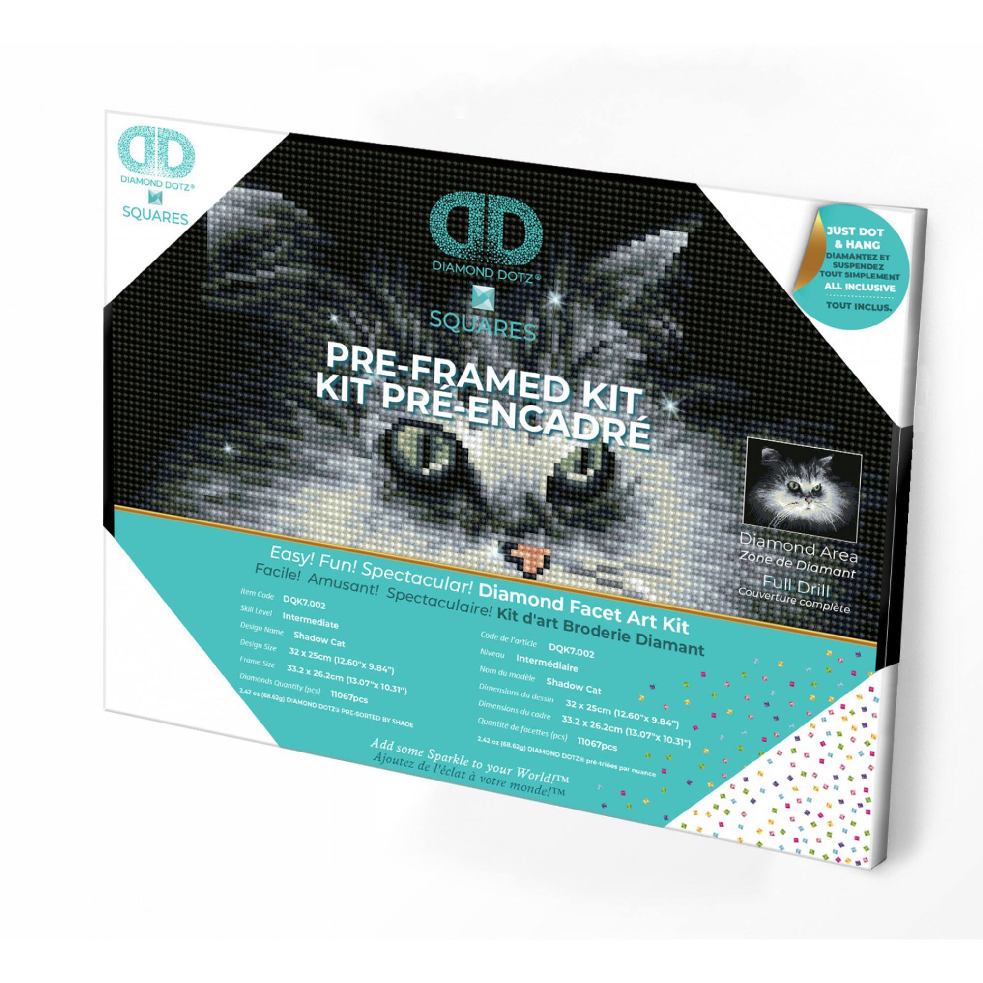 Diamond Dotz® Intermediate Shadow Cat Pre-Framed Diamond Painting Kit